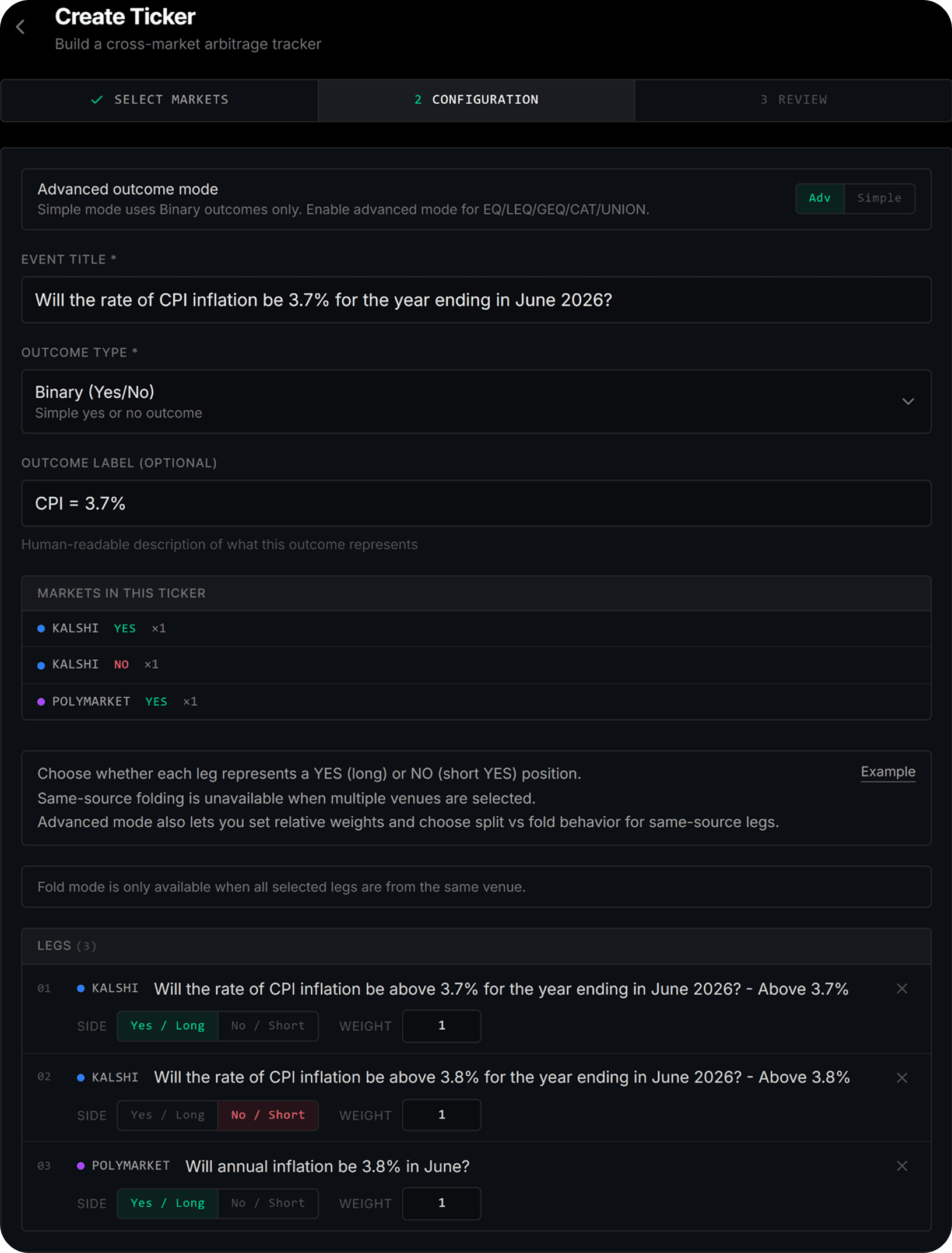 Matched markets, synthetic tickers